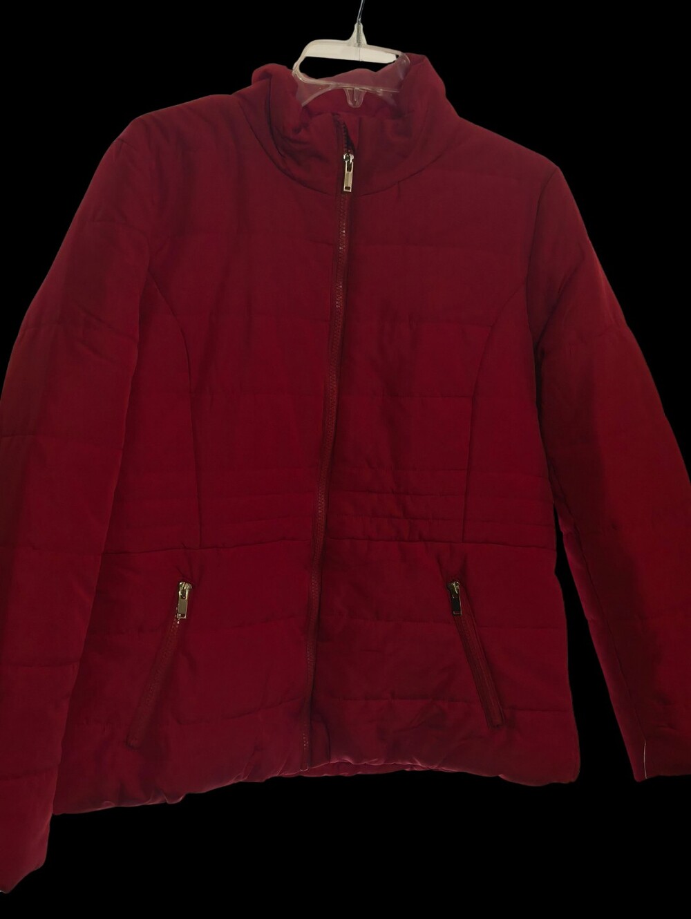 Women's Large Red New York & Company Puffer Zip-Front Jacket NWT